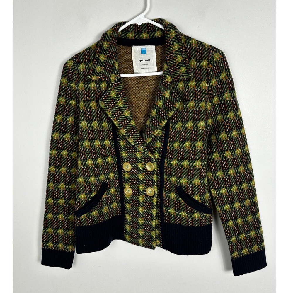 Anthropologie Millbrook Blazer Jacket 100% Lambswool Boho Size Medium Sparrow